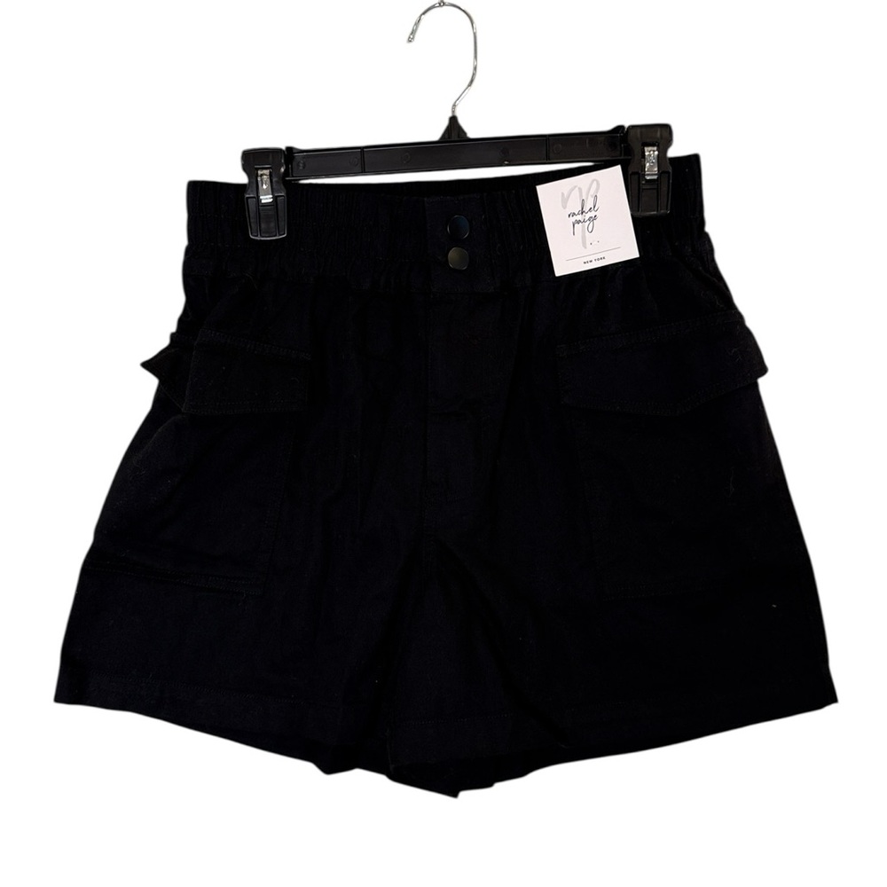 Rachel Paige Black Everyday Cotton Cargo Style Shorts Black sz M
